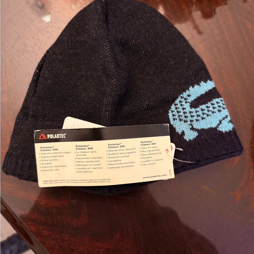 Lacoste Black and Blue Beanie Hat